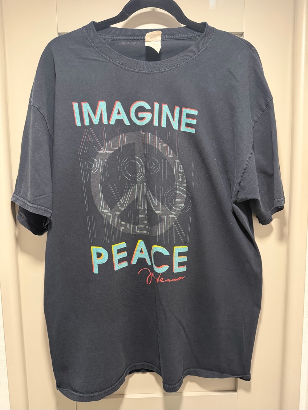 Fruit of the Loom Navy Blue 'Imagine Peace' Graphic Tee